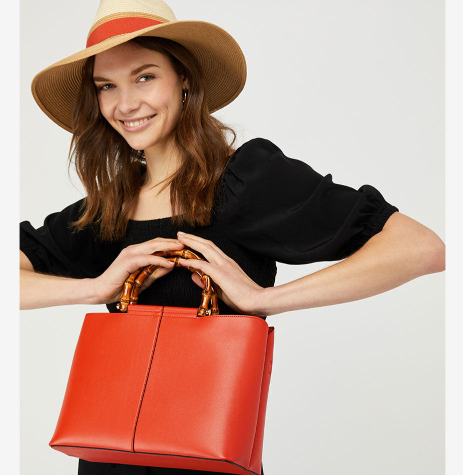 Heidi Handheld Bag with Bamboo Handles