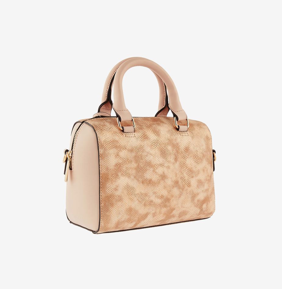 Snake-Effect Bowler Bag